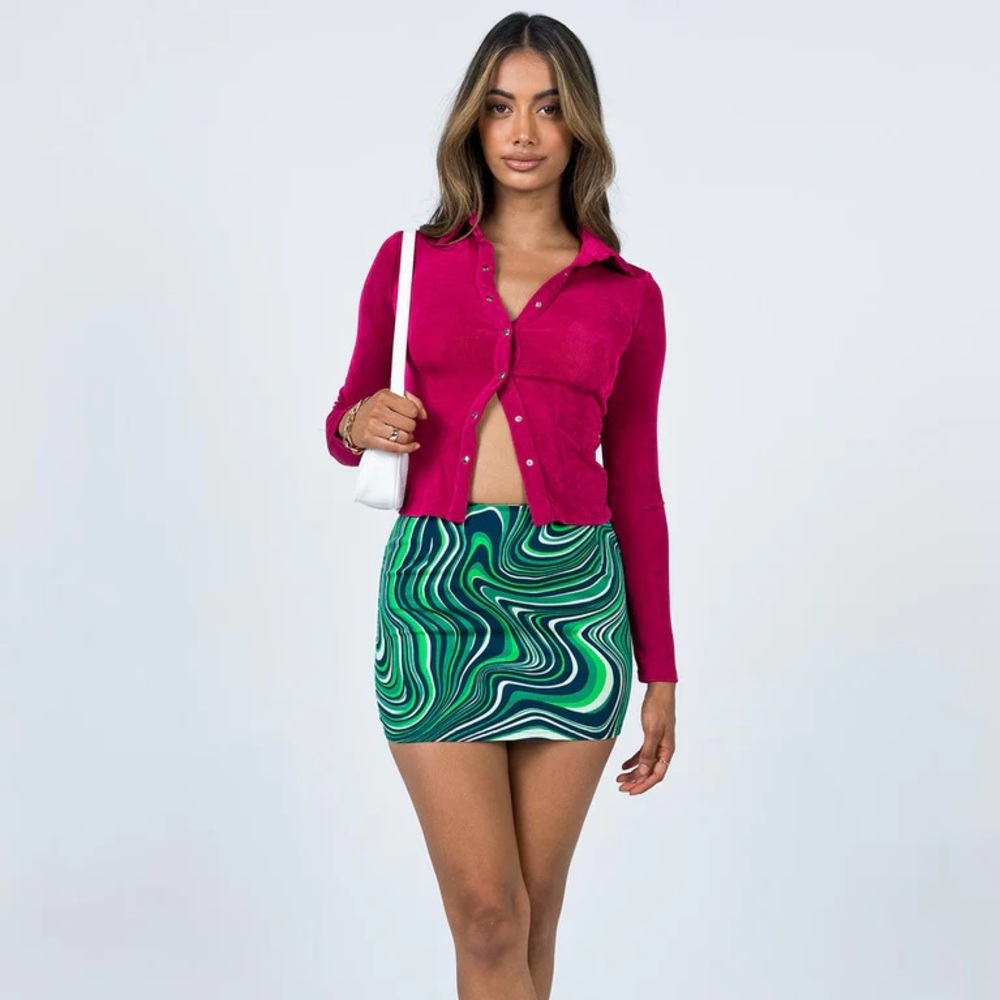 Princess Polly Green stripped skirt